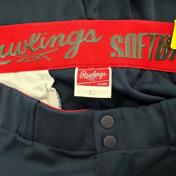 Rawlings Softball women Belted Navy Sports Pants Cropped Size L - Picture 7 of 10